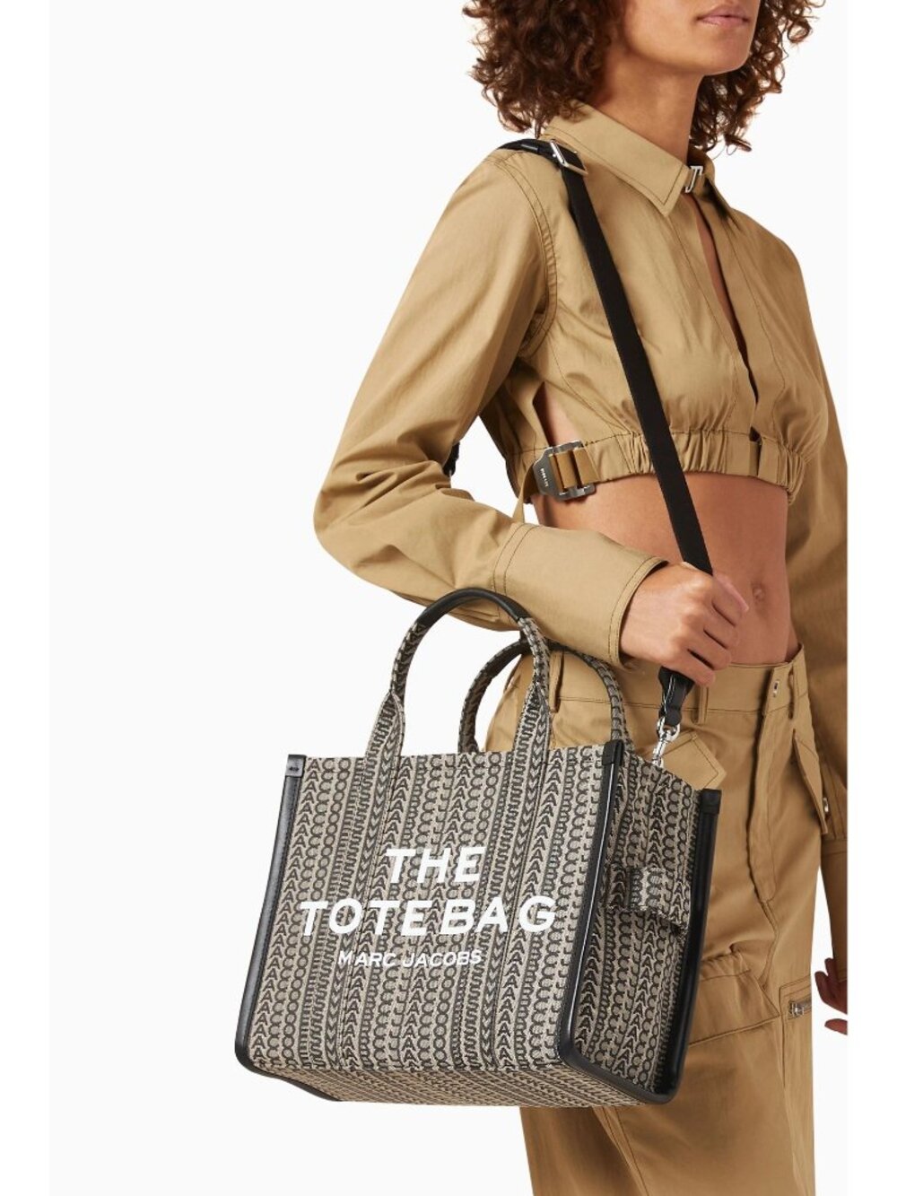 Marc Jacobs The Monogram Medium Jacquard Beige Canvas Tote Bag H076M01RE21-261 - Picture 3 of 15